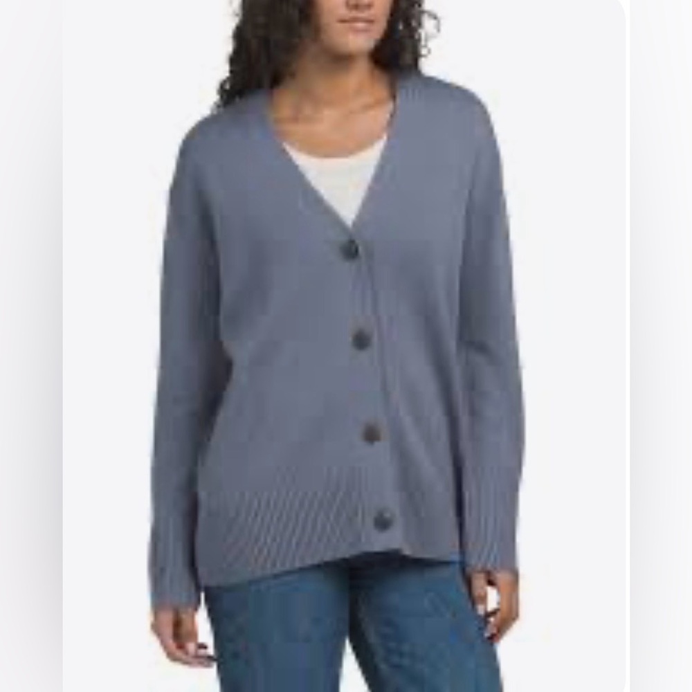 NWT VINCE Weekend Cardigan Size L Iron Wool Cotton Blend V-Neck Relaxed Fit $395